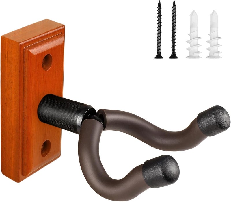 DIDA Guitar Wall Mount, Guitar Hanger, Silicone Pad, U-Shaped Guitar Wall Hanger Mount, Rotatable Guitar Holder Hook Stand Wall for Acoustic, Electric Guitar, Bass (Sapele 1 Pack) - Image 1